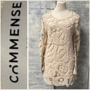 Commense Cream Crochet Mini Dress